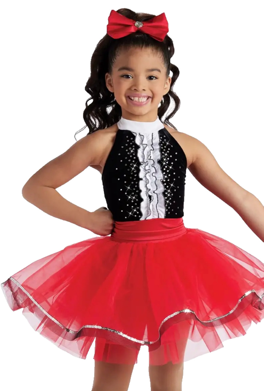 Weissman Moses 14939 Showtime Velvet Bodice Dance Black Red Pageant sz L C